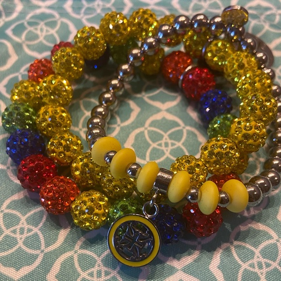 Rustic Cuff - rainbow and yellow set - Picture 2 of 2